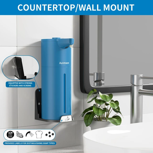 Alt view image 3 of 6 - Automatic Soap Dispenser Touchless, Hands-Free, Multi Adjustable Volume, Long Battery Life, Compatible with Thick & Thin Dish/Hand Soap for Bathroom and Kitchen, Easy for Toddlers, Blue
