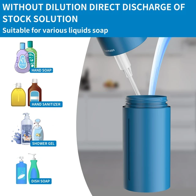 Alt view image 4 of 6 - Automatic Soap Dispenser Touchless, Hands-Free, Multi Adjustable Volume, Long Battery Life, Compatible with Thick & Thin Dish/Hand Soap for Bathroom and Kitchen, Easy for Toddlers, Blue