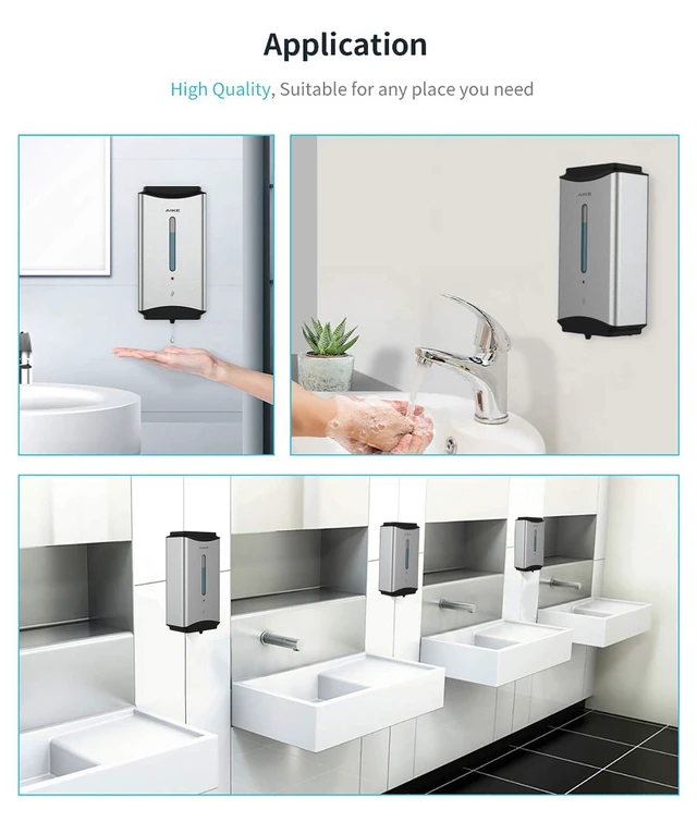 Alt view image 7 of 7 - Heavy Duty Automatic Soap Dispenser,37oz for Bathroom,Brushed Steel | 5-Level and Savety Key for Commercial(4*AA Batteries Not Included),Screw Wall Mount for Space-Saving,Stainless Steel AK1206