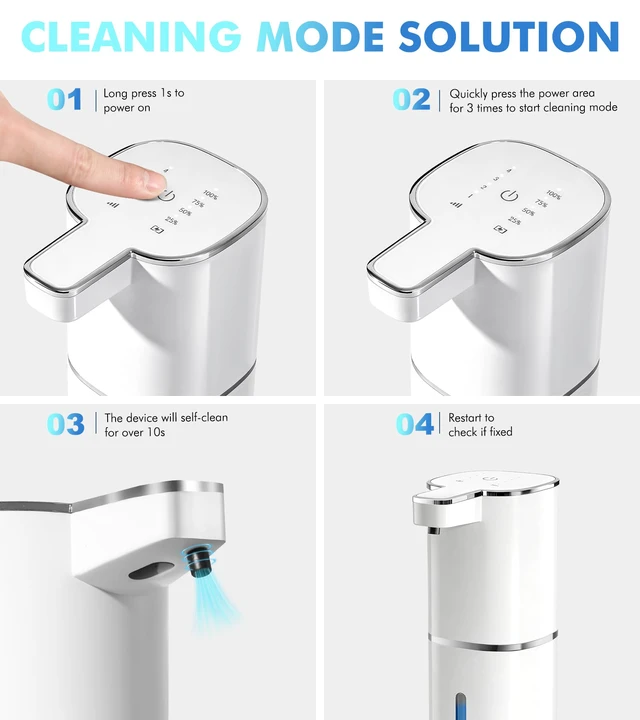 Alt view image 7 of 7 - Automatic Soap Dispenser Touchless, 2 Pack White Auto Soap Dispensers for Bathroom and Kitchen, 15 Fl Oz Plastic Electric Hands Free Dish Liquid Dispensers Wall Mount with 1200 mAh Battery