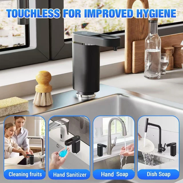 Alt view image 5 of 7 - Touch-Free Automatic Dish Soap Dispenser for Kitchen Sink | Plug-in Electric Sink Soap Pump,Leak-Proof Universal Fit with 35" No-Spill Tube Kit, Easy Install Sleek for kitchen& bathroom