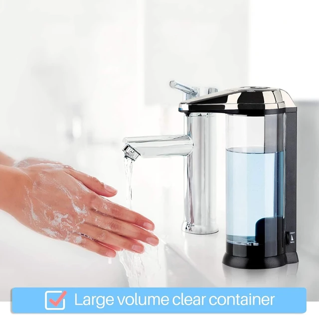 Alt view image 2 of 7 - 17oz Automatic Liquid Soap Dispenser, Touchless Battery Operated Hand Soap Dispenser with Adjustable Soap Dispensing Volume Control Dial, Personal Care Dispenser (Brushed Nickel)