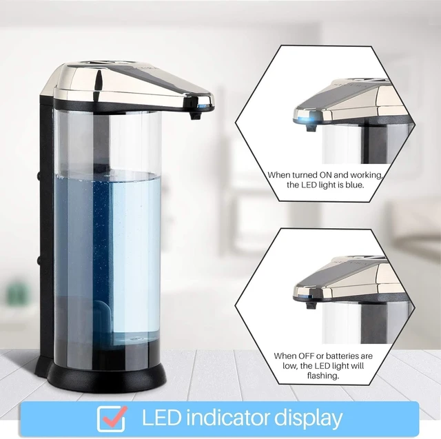 Alt view image 7 of 7 - 17oz Automatic Liquid Soap Dispenser, Touchless Battery Operated Hand Soap Dispenser with Adjustable Soap Dispensing Volume Control Dial, Personal Care Dispenser (Brushed Nickel)