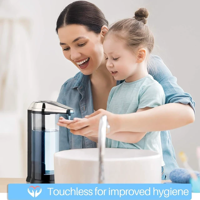Alt view image 3 of 7 - 17oz Automatic Liquid Soap Dispenser, Touchless Battery Operated Hand Soap Dispenser with Adjustable Soap Dispensing Volume Control Dial, Personal Care Dispenser (Brushed Nickel)