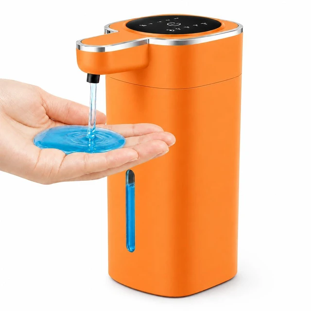 Main image of Automatic Liquid Soap Dispenser Touchless, USB Rechargeable (Orange) | 14.2 oz Automatic Soap Dispenser, 4 Adjustable Levels, Touchless Hand Soap Dispenser for Bathroom and Kitchen Sink