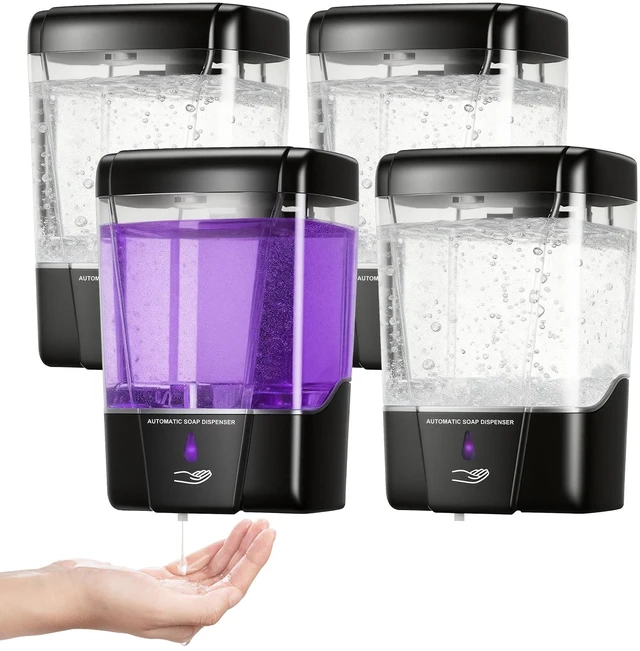 Main image of 4 Pack Automatic Soap Dispenser Wall Mount,Touchless Liquid Soap Dispenser,Battery Operated,600 ml / 20 oz Commercial Hand Detergent Dispenser for Office Home Kitchen School Bathroom Hotel Restaurant