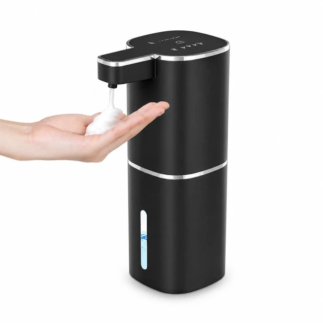 Main image of Automatic Foaming Soap Dispenser, USB Rechargeable (Black, Foaming) | Touchless 14.2 oz Foaming Soap Dispenser with 4 Adjustable Levels for Bathroom and Kitchen