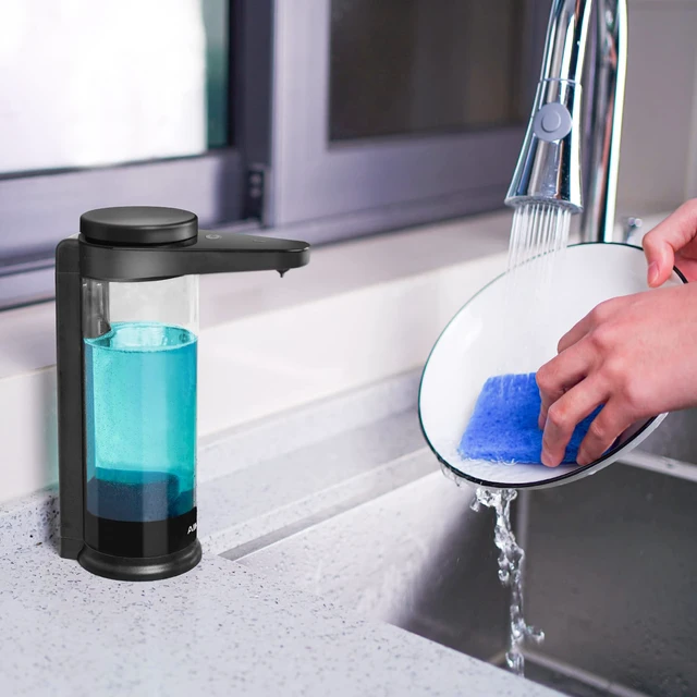 Alt view image 2 of 7 - 17oz Rechargeable Automatic Liquid Soap Dispenser for Dish Soap,Black | Magnetic Charging with Months Long Standby Time, Wall Mount Available for Kitchen Sink and Bathroom,Visual Window