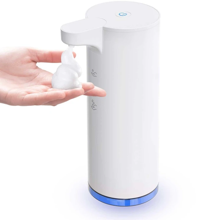 Main image of Automatic Soap Dispenser: Rechargeable Touchless Foaming Soap Dispenser Stainless Steel Foam Soap Pump for Bathroom Kitchen Xmas Gift, 9oz, White