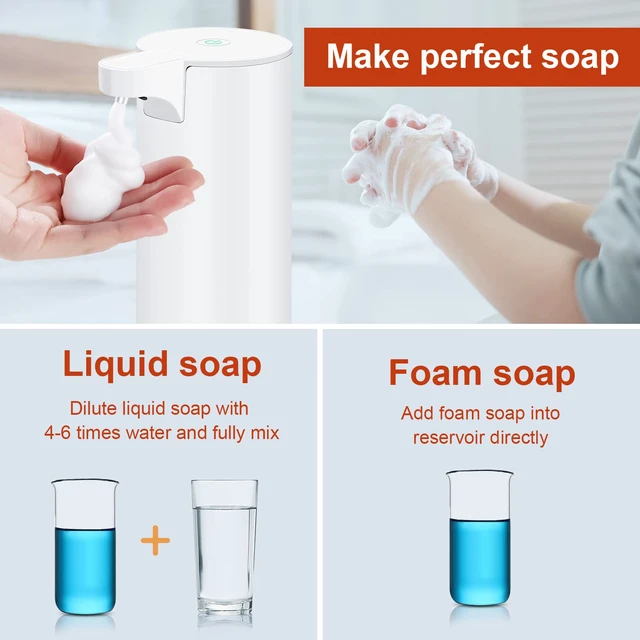 Alt view image 5 of 7 - Automatic Soap Dispenser: Rechargeable Touchless Foaming Soap Dispenser Stainless Steel Foam Soap Pump for Bathroom Kitchen Xmas Gift, 9oz, White