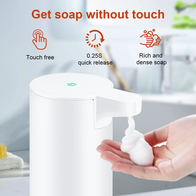 Alt view image 3 of 7 - Automatic Soap Dispenser: Rechargeable Touchless Foaming Soap Dispenser Stainless Steel Foam Soap Pump for Bathroom Kitchen Xmas Gift, 9oz, White