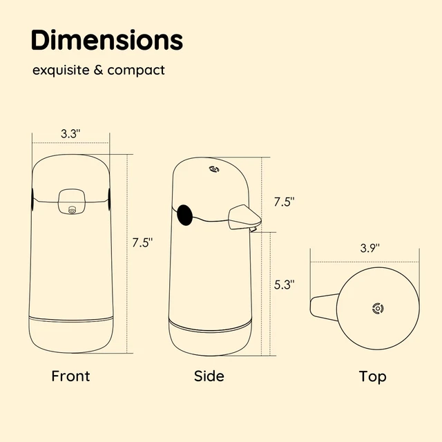 Alt view image 7 of 7 - Automatic Foaming Soap Dispenser, Yellow Duck Touchless for Kids | Cute Soap Dispenser for Bathroom & Kitchen Sinks, Hands-Free Infrared Sensor, Battery Powered Pump, Waterproof Design