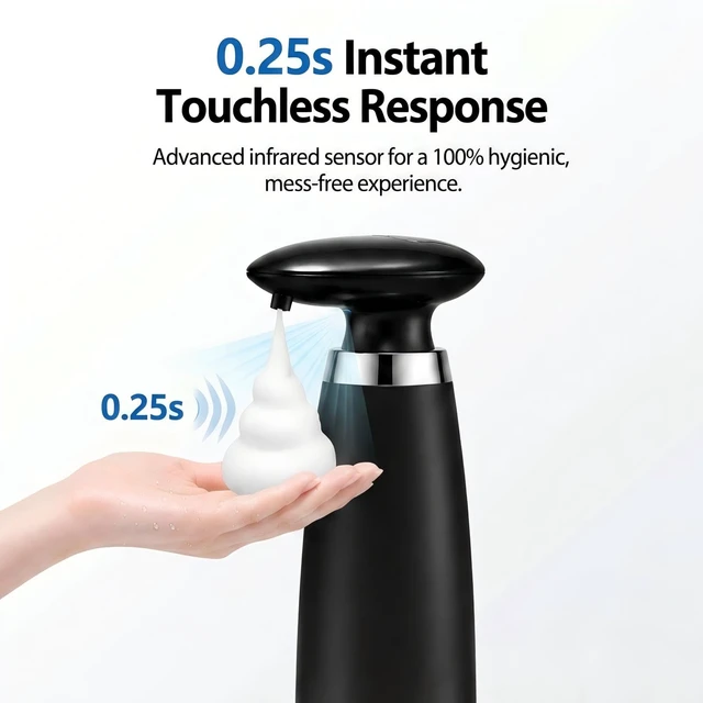 Alt view image 3 of 7 - Automatic Foaming Soap Dispenser - Type-C Rechargeable Touchless Soap Pump for Kitchen Sink, Bathroom & Garage, 350ml (12 fl.oz) with Auto-Clean Mode, Modern Heavy Duty Smart Home Gadget, Black