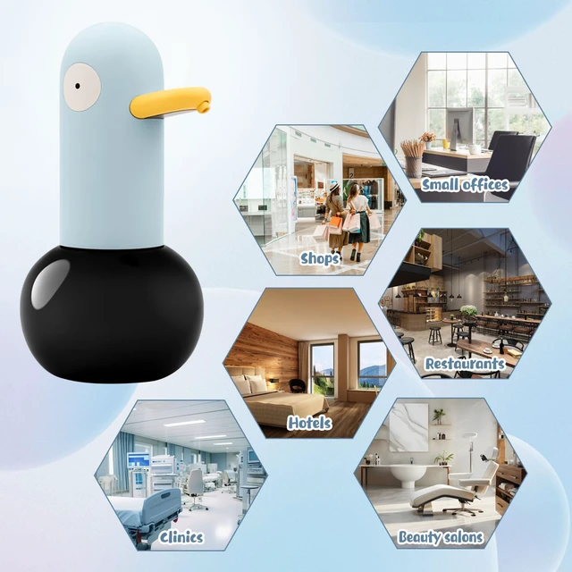 Alt view image 5 of 7 - Automatic Foaming Soap Dispenser Duck Head Soap Dispenser | 2-Speed Adjustable Touchless Cute Foaming Hand Soap Dispenser for Bathroom Kitchen, USB Rechargeable, 13.5oz (Blue)