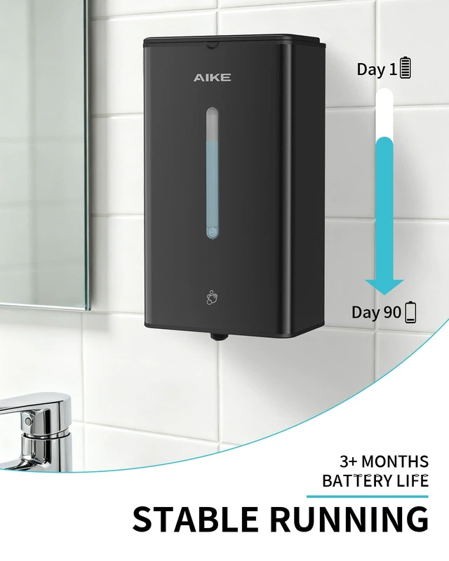 Alt view image 5 of 7 - Automatic Foam Soap Dispenser 33.8oz for Bathroom,Matteblack AK1207FA | Rich Foam and Steel Finish,5-Level Adjustable and Key for Commercial(Battery Not Included),Screw Wall Mount for Space-Saving