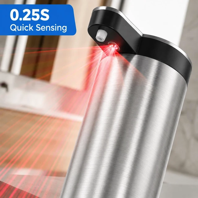 Alt view image 3 of 7 - Automatic Liquid Soap Dispenser Touchless (Stainless Steel Black, Liquid) | 11.8 oz Capacity, 4 Adjustable Levels, USB Rechargeable Stainless Steel Hand Soap Dispenser for Kitchen & Bathroom Sinks