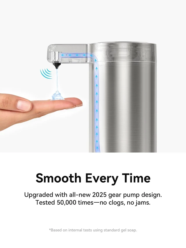 Alt view image 3 of 7 - Touchless Automatic Soap Dispenser Clog-Free Pump, 0.2s Fast Sensor, USB-C Rechargeable, Smudge-Resistant Stainless Steel, for Kitchen & Bathroom Soap Dispenser