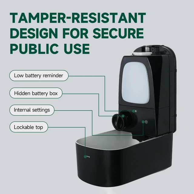 Alt view image 3 of 7 - Commercial Automatic Soap Dispenser 34oz Large Capacity Wall-Mounted | Touchless Liquid Dispenser, Five-Level Adjustment, Ideal for High-Traffic Bathroom, Restroom, Durable Wall-Mount Installation
