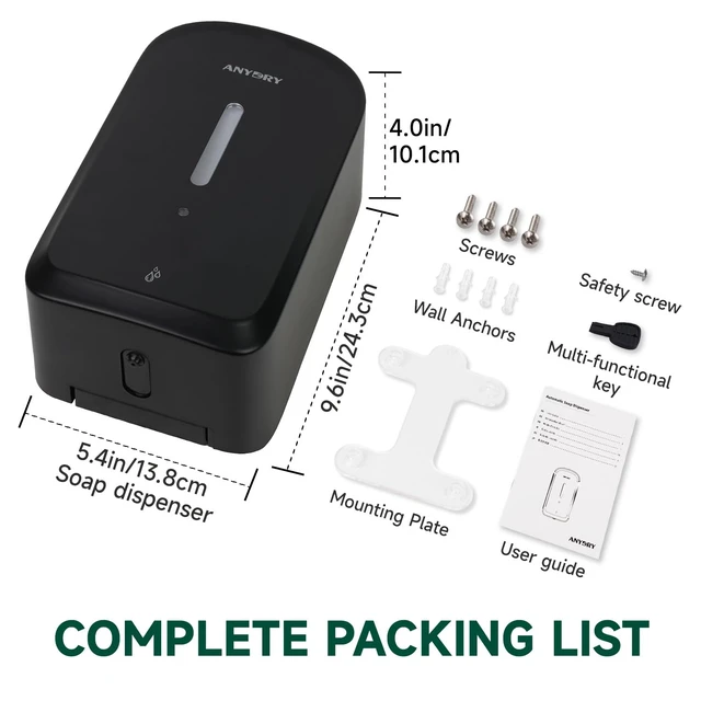 Alt view image 7 of 7 - Commercial Automatic Soap Dispenser 34oz Large Capacity Wall-Mounted | Touchless Liquid Dispenser, Five-Level Adjustment, Ideal for High-Traffic Bathroom, Restroom, Durable Wall-Mount Installation