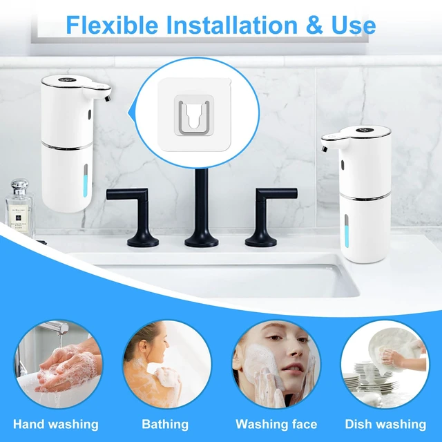 Alt view image 5 of 7 - Automatic Soap Dispenser,6-Level Foaming Hand Soap Dispenser,Touchless Dish Soap Dispenser for Kitchen Bathroom,Ipx5 Waterproof,1200mah Rechargeable,12.8oz/380ml,Wall Mount & Countertop