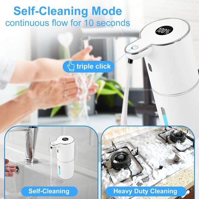 Alt view image 4 of 7 - Automatic Soap Dispenser,6-Level Foaming Hand Soap Dispenser,Touchless Dish Soap Dispenser for Kitchen Bathroom,Ipx5 Waterproof,1200mah Rechargeable,12.8oz/380ml,Wall Mount & Countertop