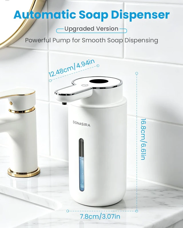 Alt view image 2 of 7 - Touchless Automatic Liquid Soap Dispenser, Rechargeable White | Clog-Free Pump,Whisper-Quiet Motor,6 Adjustable Levels,1200mah Battery,countertop & wall mount,IPX5,Kitchen & Bathroom
