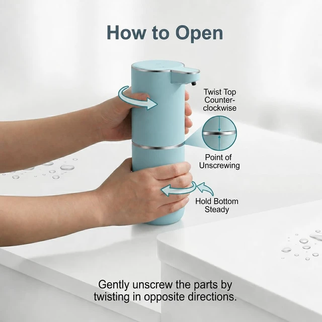 Alt view image 6 of 7 - P11 Seafoam Green Automatic Foaming Soap Dispenser, Touchless Sensor for Aesthetic Bathroom Decor, 4-Level Adjustable, USB-C Rechargeable 380ml, Wall Mounted or Countertop for Kitchen and Bathroom