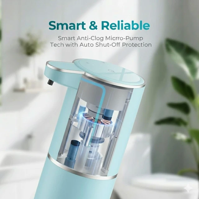 Alt view image 7 of 7 - P11 Seafoam Green Automatic Foaming Soap Dispenser, Touchless Sensor for Aesthetic Bathroom Decor, 4-Level Adjustable, USB-C Rechargeable 380ml, Wall Mounted or Countertop for Kitchen and Bathroom