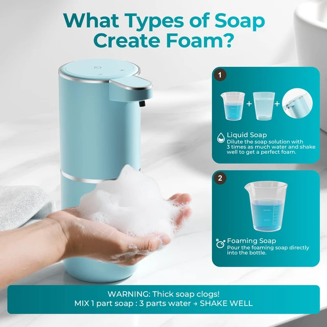 Alt view image 5 of 7 - P11 Seafoam Green Automatic Foaming Soap Dispenser, Touchless Sensor for Aesthetic Bathroom Decor, 4-Level Adjustable, USB-C Rechargeable 380ml, Wall Mounted or Countertop for Kitchen and Bathroom
