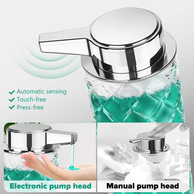 Alt view image 2 of 7 - Automatic Soap Dispenser Touchless Rechargeable Glass | 11 OZ, 3 Gears Adjustable Liquid Hand Dish Soap Dispenser for Kitchen Sink Bathroom