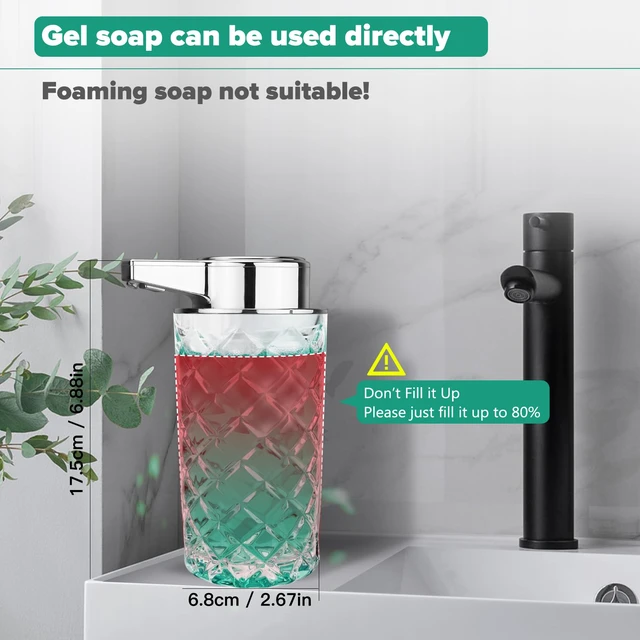 Alt view image 5 of 7 - Automatic Soap Dispenser Touchless Rechargeable Glass | 11 OZ, 3 Gears Adjustable Liquid Hand Dish Soap Dispenser for Kitchen Sink Bathroom