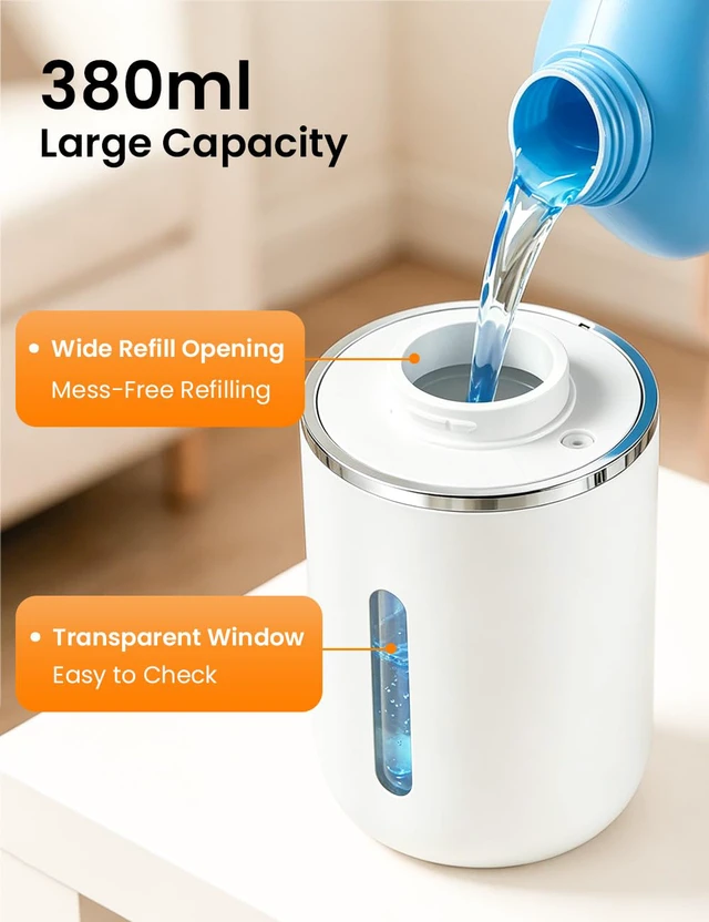 Alt view image 5 of 7 - Automatic Foaming Soap Dispenser Touchless Rechargeable,White | 12.8oz/380ml, 4 Adjustable Levels, long battery, Clog-Free, countertop & wall mount, IPX5 waterproof for kitchen & bathroom