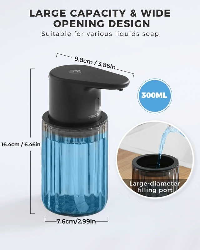 Alt view image 2 of 7 - Automatic Foaming Soap Dispenser Touchless, USB Rechargeable Soap Dispenser | Adjustable Foam Levels, 10oz/300mL Hands Free Sensor, Waterproof, Wall Mounted or Countertop for Bathroom & Kitchen