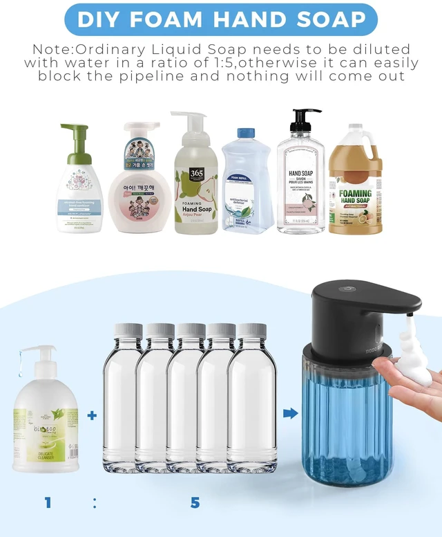 Alt view image 5 of 7 - Automatic Foaming Soap Dispenser Touchless, USB Rechargeable Soap Dispenser | Adjustable Foam Levels, 10oz/300mL Hands Free Sensor, Waterproof, Wall Mounted or Countertop for Bathroom & Kitchen