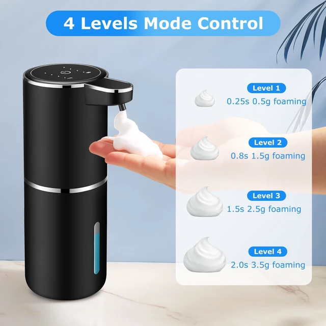 Alt view image 5 of 7 - 2 Pack Automatic Soap Dispensers,12.8oz/380ml USB Touchless Automatic Foaming Soap Dispenser,Rechargeabled Wall Mounted Smart Soap Dispenser for Bathroom Kitchen Dish Soap(Black)