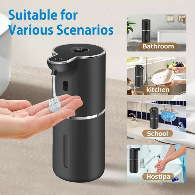 Alt view image 7 of 7 - Automatic Liquid Soap Dispenser with 6 Levels Soap Adjustable, Rechargeable | Digital Display, 12.8oz, Wall Mount, Waterproof, Touchless, Suitable for Hand & Dish Soap, Perfect for Kitchen,Bathroom