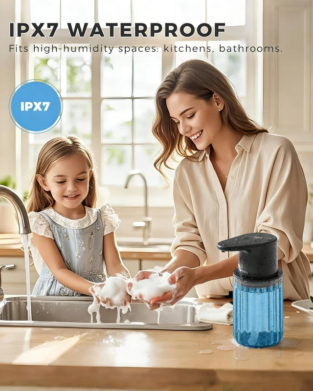 Alt view image 6 of 7 - Automatic Foaming Soap Dispenser Touchless, USB Rechargeable Soap Dispenser | Adjustable Foam Levels, 10oz/300mL Hands Free Sensor, Waterproof, Wall Mounted or Countertop for Bathroom & Kitchen