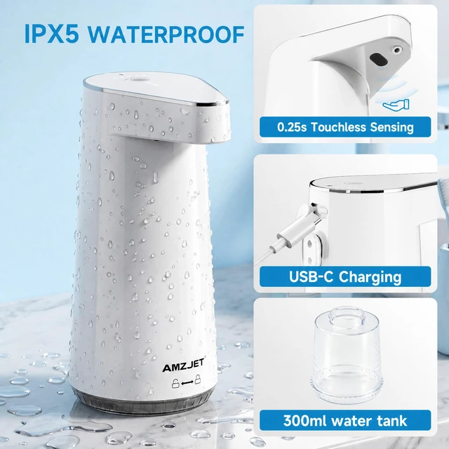 Alt view image 2 of 7 - Automatic Foaming Soap Dispenser Touchless 2026 Patent Edition | 10oz/300ml,Rechargeable,Type-C Charging,4 Adjustable Foam Levels,IPX5 Waterproof,for Kitchen & Bathroom,Hand Soap Dispenser