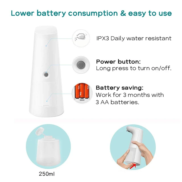 Alt view image 2 of 7 - Automatic Hands Free Foaming Soap Dispenser, 240ml Countertop Touchless Soap Pump for Bathroom Kitchen Xmas Gift