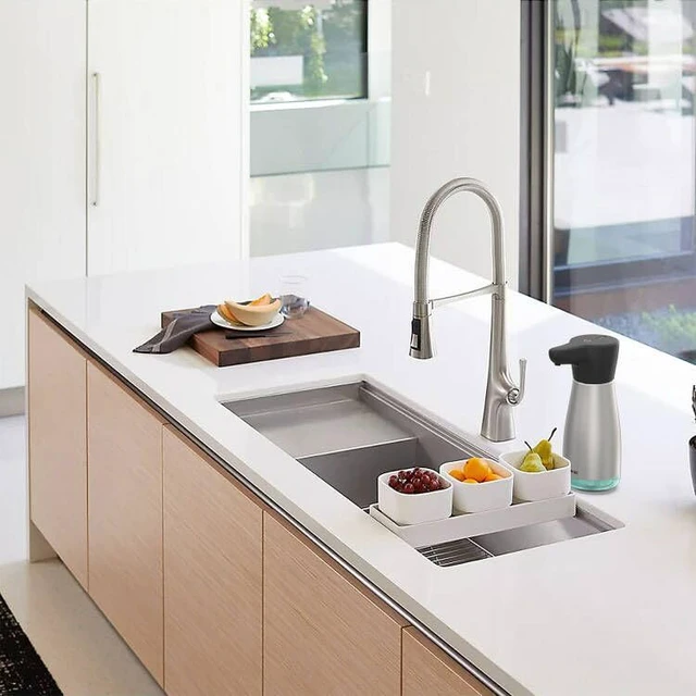 Alt view image 6 of 6 - Magnetic Charging Automatic Liquid Soap Dispenser Stainless Steel 14oz | IPX7 Waterproof for Kitchen Sink and Bathroom,Adjustable 5 Levels Precise Dispense for Dish and Hand Soap,with Clear Window