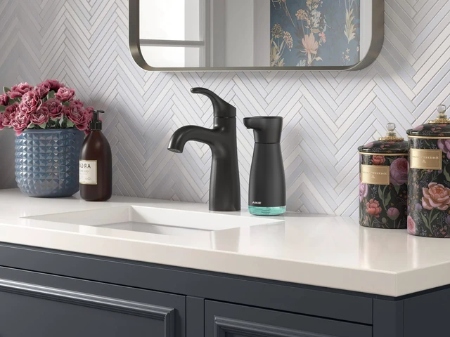 Alt view image 6 of 6 - Magnetic Charging Automatic Liquid Soap Dispenser Matte Black 14oz | IPX7 Waterproof for Kitchen Sink and Bathroom,Adjustable 5 Levels Precise Dispense for Dish and Hand Soap,with Clear Window