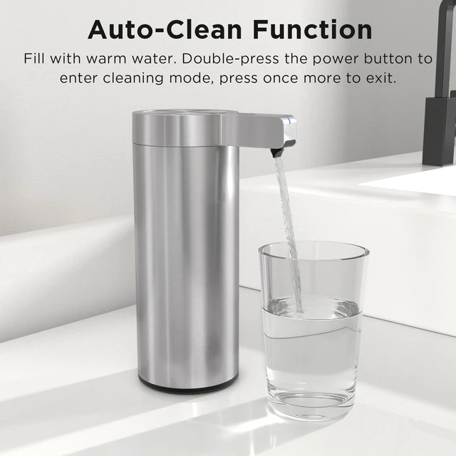 Alt view image 6 of 7 - Automatic Soap Dispenser, Touchless, 9 oz, Stainless Steel | 3 Adjustable Dispensing Modes, Rechargeable, Fast Sensor, Hand Soap Dispenser for Dish Bathroom