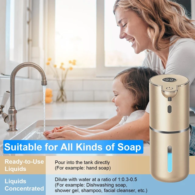 Alt view image 6 of 7 - Automatic Liquid Soap Dispenser Touchless, USB Rechargeable Smart Hand Soap Dispenser, 6-Level Adjustable, 12.8oz/380mL Wall Mounted for Bathroom Kitchen Accessories Dish Soap-Gold