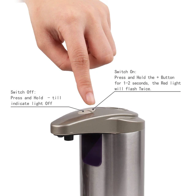 Alt view image 2 of 7 - Automatic Soap Dispenser with Infrared Motion Sensor, Touchless Stainless Steel Liquid Soap Dispenser for Kitchen & Bathroom, Waterproof Base, Refillable, Hands-Free Operation