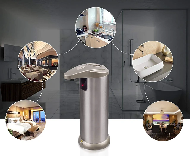 Alt view image 3 of 7 - Automatic Soap Dispenser with Infrared Motion Sensor, Touchless Stainless Steel Liquid Soap Dispenser for Kitchen & Bathroom, Waterproof Base, Refillable, Hands-Free Operation
