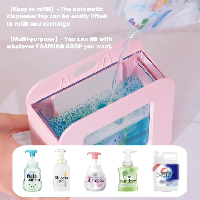 Alt view image 4 of 7 - Cute Automatic Foam Soap Dispenser - Kids Touchless Hand Soap Dispenser,Wall Mount Waterproof USB Rechargeable, 13.5oz/ 400ml for Bathroom Countertop, Kitchen, Office, Hotel, Preschool Children