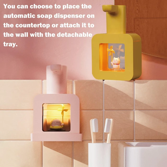 Alt view image 3 of 7 - Cute Automatic Foam Soap Dispenser - Kids Touchless Hand Soap Dispenser,Wall Mount Waterproof USB Rechargeable, 13.5oz/ 400ml for Bathroom Countertop, Kitchen, Office, Hotel, Preschool Children