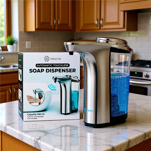Alt view image 2 of 7 - Automatic Soap Dispenser Touchless, Silver Glossy Finish | 17oz / 500mL, Battery Operated