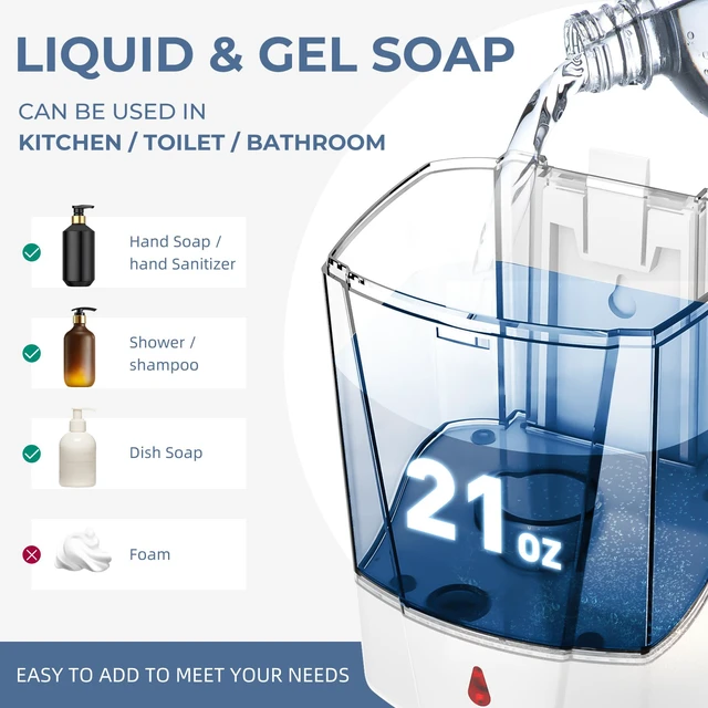 Alt view image 2 of 7 - ! Automatic Soap Dispenser Wall Mount 20oz Refillable Liquid Hand Sanitizer Dispenser Commercial Soap Dispenser for Bathroom Support Liquid Gel
