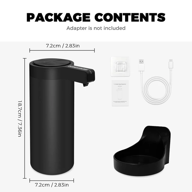 Alt view image 2 of 7 - Touchless Automatic Soap Dispenser Stainless Steel with Sensor Infrared 9 oz Electric IPX5 Waterproof USB-C Charging Motion Sensor for Kitchen & Bathroom (Black)